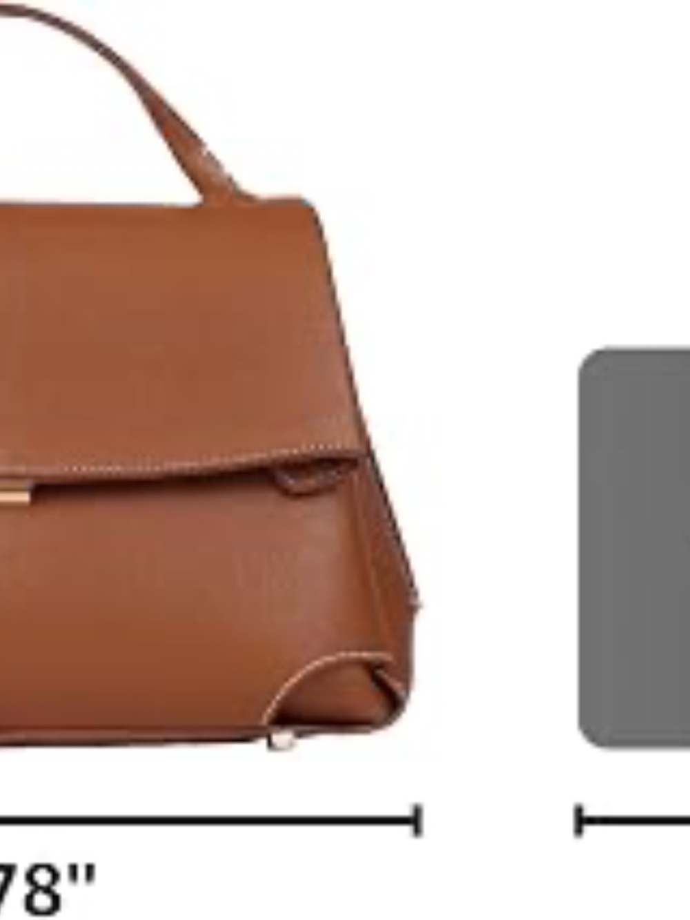 NEW Chic Minimalist Tan Faux Leather Structured Top Handle Satchel Bag - Picture 8 of 11